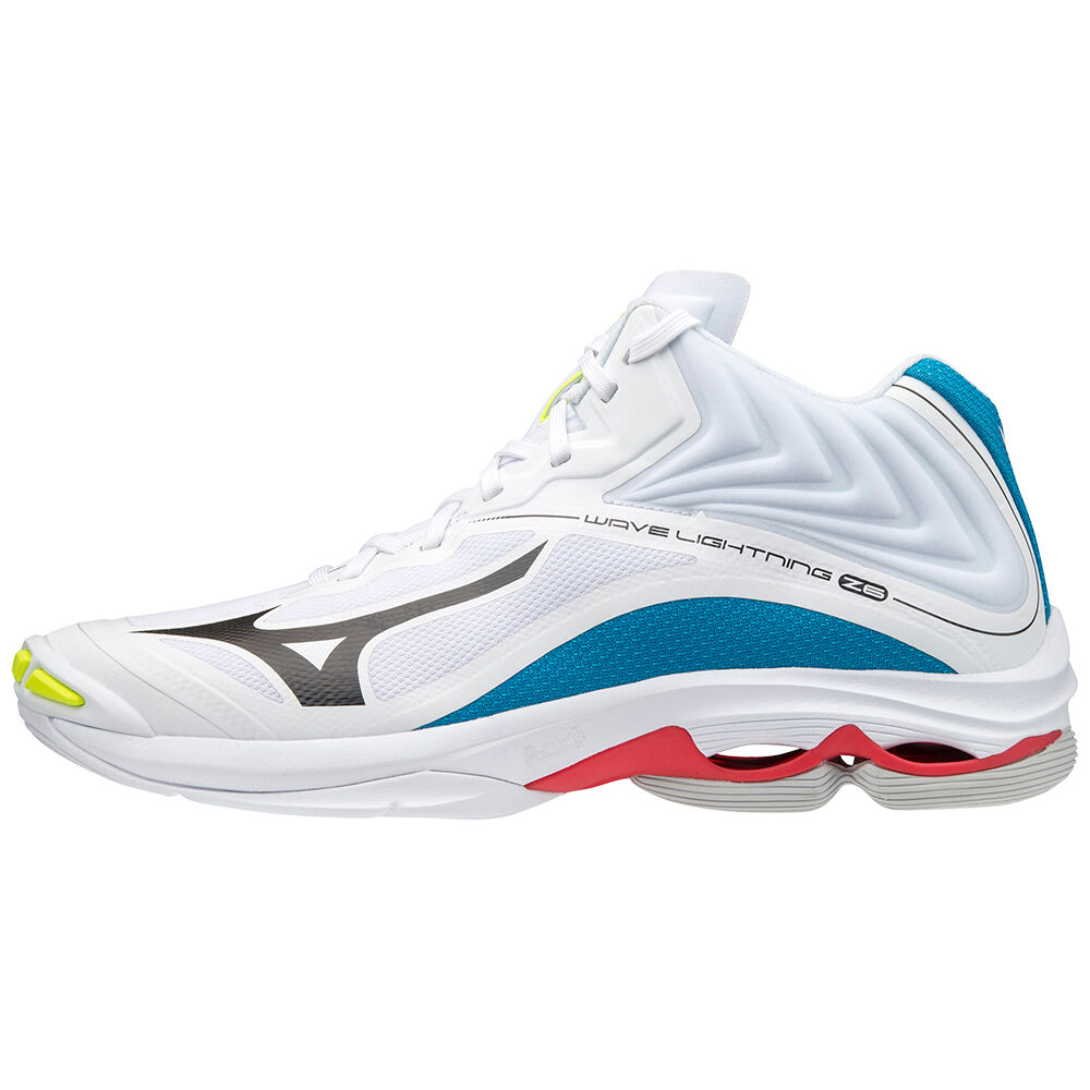 Mizuno Wave Lightning Z6 Mid Cut Férfi Röplabda Cipő Fehér/Fekete/Kék JZE561204